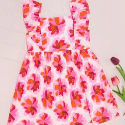 Pantaloons Junior Floral Print Flutter Sleeve Fit & Flare Dress-image-13