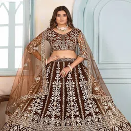 NARI DREAM Sequinned Shibori Ready to Wear Net Lehenga & Unstitched Blouse With Dupatta-picture-0