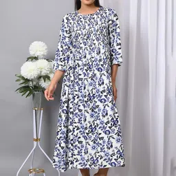 IQRAAR Floral Printed Fit & Flare Maxi Dress-image-41