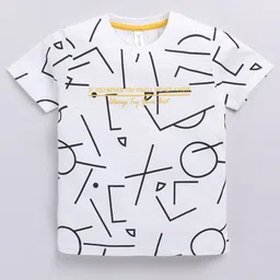Ginie Boys Cotton Geometric Printed T-shirt-56