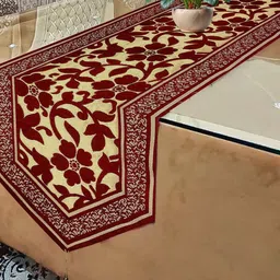 KANUSHI INDUSTRIES Maroon & Beige Floral Printed Pure Cotton Table Runner-24