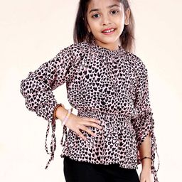 KiddoPanti Floral Print Georgette Peplum Top-image-12