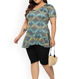 Aarika Plus Size Abstract Printed Swim Suit With Goggle image 5