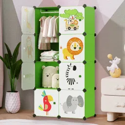 Wardrobe for Kids Clothes Almirah Baby Storage Organizer Cupboard for Toys Books PP Collapsible Wardrobe-image-2