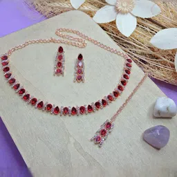 Anouk Rose Gold-Plated Stone-Studded Jewellery Set-picture-15