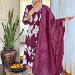NIZA FASHION Floral Printed V Neck Thread Work Straight Kurta With Trousers & Dupatta-picture-17