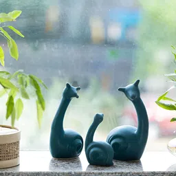 Claymistry Sea Green 3 Pieces Snail Ceramic Figurine Showpieces-7