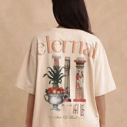 RAREISM Women Graphic Printed Round Neck Cotton Oversized T-shirt-picture-49