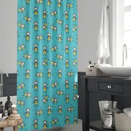 ArtzFolio Turquoise Blue & Yellow Printed Waterproof Shower Curtain-image-45