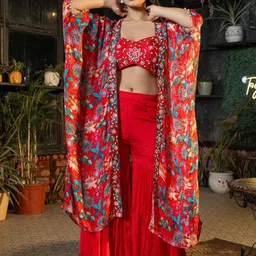 DESIGN BYSG Printed Top & Palazzos With Shrug Co-Ords-picture-55