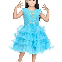 Zenat Layered Net Fit & Flare Dress-image-21