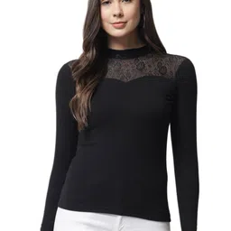 Popwings Women Self Design High Neck Regular Sleeves Top-image-20