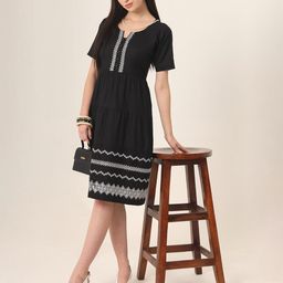 VINISHAA KLOTHING Formal Embroidered Fit & Flare Dress-image-22