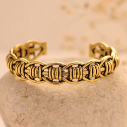 Voylla Brass Oxidised Gold-Plated Cuff Bracelet-picture-3