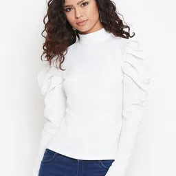 Zastraa Women High Neck Puff Sleeve Top-picture-41