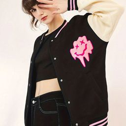 Blooming Tales Graphic Printed Lightweight Stand Collar Outdoor Bomber Jacket-picture-16