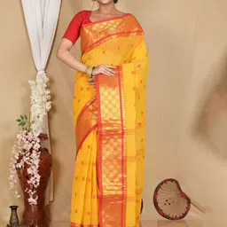 DipDiya Atula Woven Design Zari Pure Cotton Taant Saree-picture-53