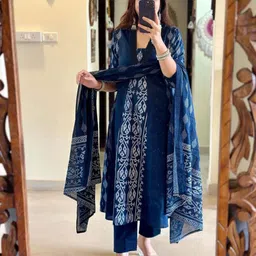 Anni Designer Women Printed Regular Kurta with Trousers & With Dupatta image 3