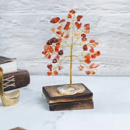 muren Carnelian Orange Stone With Agate Slice Base Vastu Good Fortune Crystal Tree for Home/Office D cor for Gift - 100 Beads-picture-49