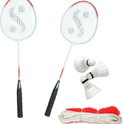 BADMINTON KIT Charry Red Strung Badminton Racquet (Pack of: 2, 140 g) Badminton Kit-27
