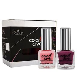 Color Diva Set Of 2 Long Lasting Nail Enamel - 9.5 ml Each - Mauve-Pastel Pink-5