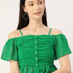 Moda Rapido Women Flutter Sleeve Crop Bardot Top-image-71