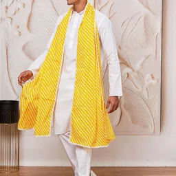 VASTRAMAY Men Regular Pure Cotton Kurta with Pyjamas & With Dupatta image 3
