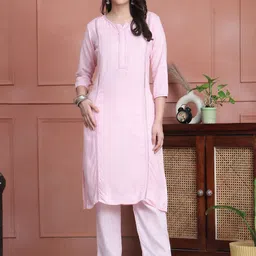 SOUNDARYA Women Regular Pure Cotton Kurta with Trousers-image-29