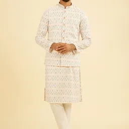 Manyavar Printed Cotton Nehru Jacket-image-47