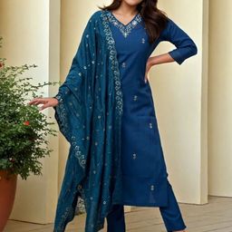 SZN Women Teal Kurta Sets-picture-7