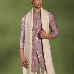 KALPRAAG Men Floral Embroidered Regular Sequinned Kurta with Patiala & With Dupatta image 2