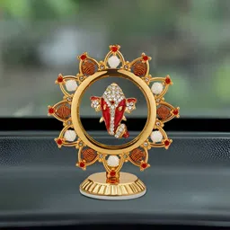 INTERNATIONAL GIFT Gold-Toned & Red Lord Ganesha Religious Idol Showpiece-19