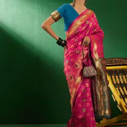 SHADOW & SAINING Woven Design Zari Banarasi Saree-image-82