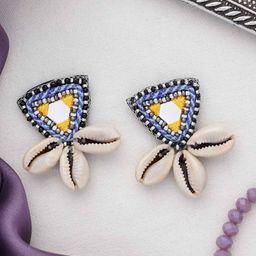 EVERSTYLISH Sanjoya Mirror, Resham & Shells Embroidered Earrings-image-51