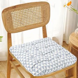 Kuber Industries 6Pc Green & Grey Printed Cotton Comfort Chair Pads-59