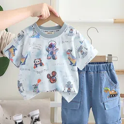 INCLUD Boys Scribble Printed T-shirt With Denim Shorts-image-15