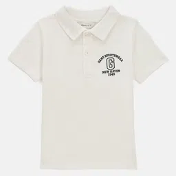 GANT Boys Typography Printed Polo Collar Pure Cotton T-shirt-image-15