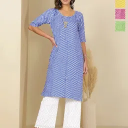 Anouk Rustic Women Pack of 4 Striped Daily Straight Kurtas-27