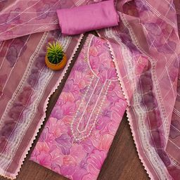 Panzora Women Ethnic Motifs Printed Organza Unstitched Dress Material-image-71