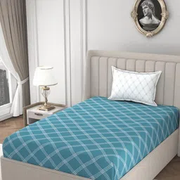 HIDECOR Blue & White 210 TC Single Bedsheet With 1 Pillow Cover-picture-45
