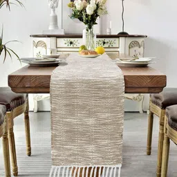 LUXEHOME INTERNATIONAL Beige & White Textured Rectangular Table Runners-1