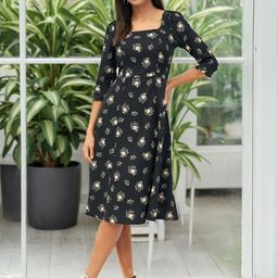 Stylecast X Slyck Women Floral Print Puff Sleeve Midi Dress-picture-13