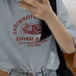 DressBerry Women Biker Printed Henley Neck Applique T-shirt-image-45