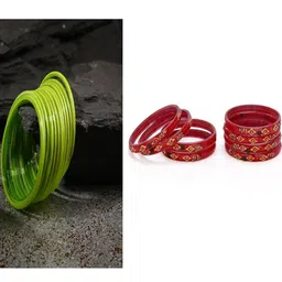 SOMIL Set of 20 Green Alloy Artificial Stones & Beads Bangles-image-71