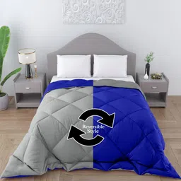 CHICERY Blue & Grey Geometric Microfiber AC Room Single Bed Comforter-image-97