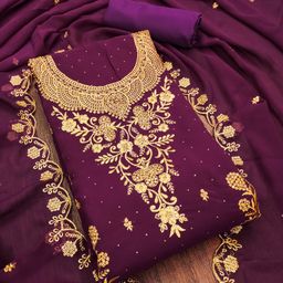 Maroosh Floral Embroidered Sequinned Georgette Unstitched Dress Material-image-52