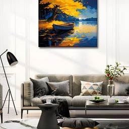 OLIVE TREE Blue & Yellow Floral and Botanical Canvas Wall Painting-picture-12