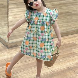 LULU & SKY Checked Flutter Sleeve A-Line Dress-11