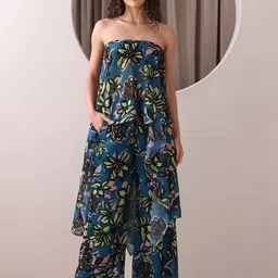 PURVAJA Floral Printed Off Shoulder Tunic With Palazzos Co-Ords-picture-19