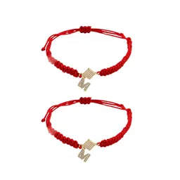 SALTY Set Of 2 Stone Studded Initials M Thread Rakhis-picture-38